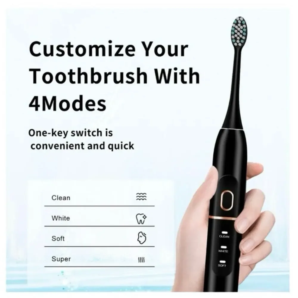Kingheroes C2 Pro Sonic Electric Toothbrush Rechargeable 4 Modes Timer New